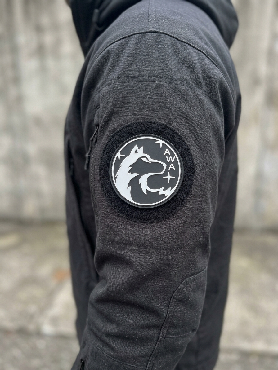 AWA Wolf PVC Rubber Patch – 3" Round Emblem Badge