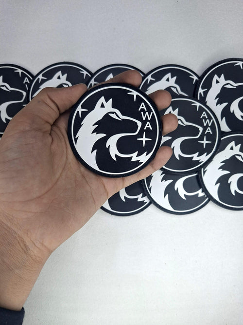 AWA Wolf PVC Rubber Patch – 3" Round Emblem Badge