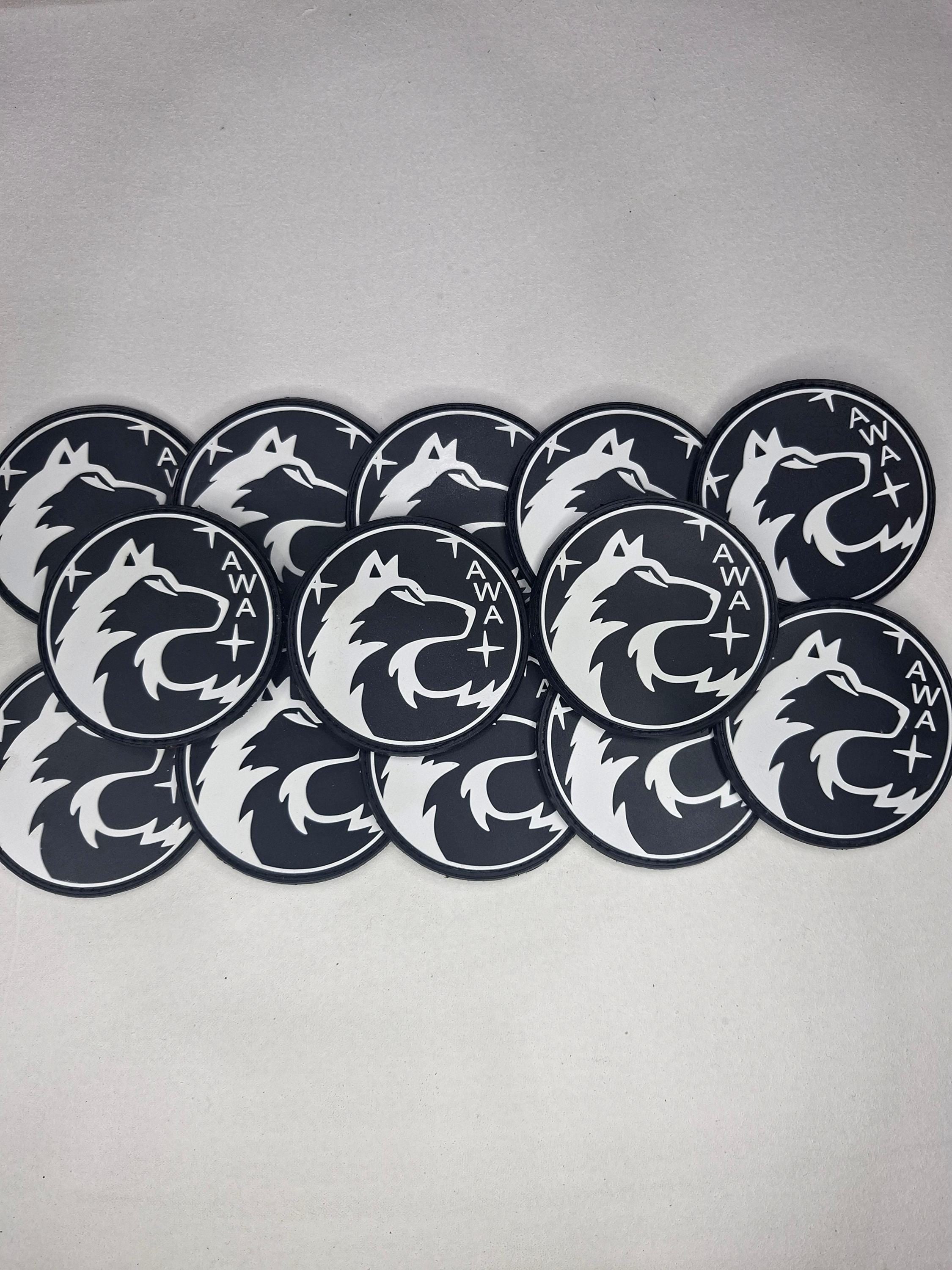 AWA Wolf PVC Rubber Patch – 3" Round Emblem Badge