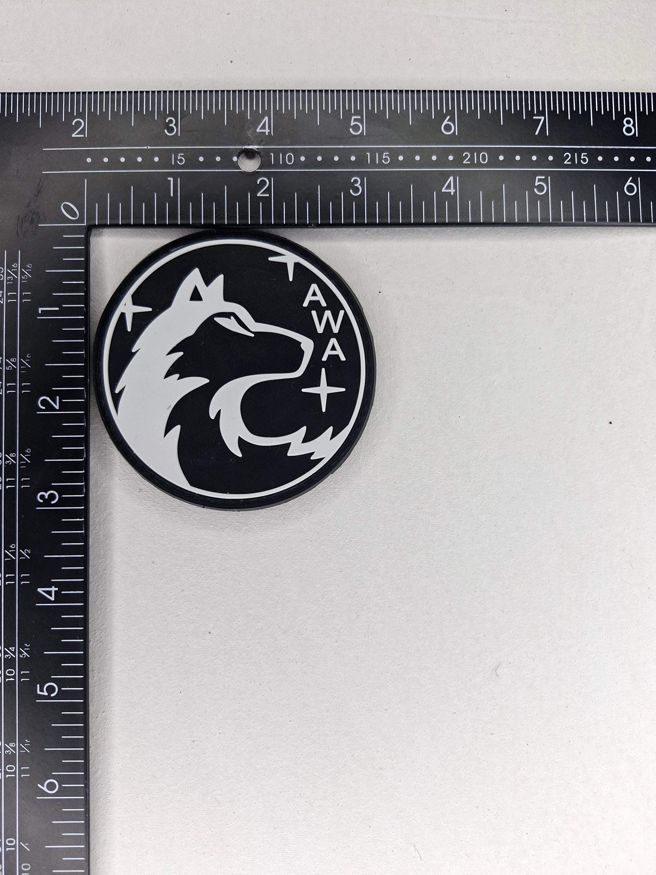 AWA Wolf PVC Rubber Patch – 3" Round Emblem Badge